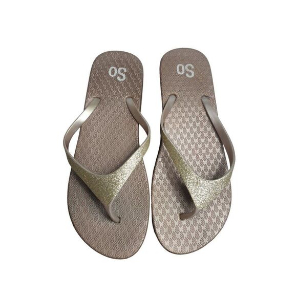 Women's Gold Flip-Flops 11 Toe Post Platform Rose Gold Summer Sandals Sz 11 NWOT - Picture 4 of 9